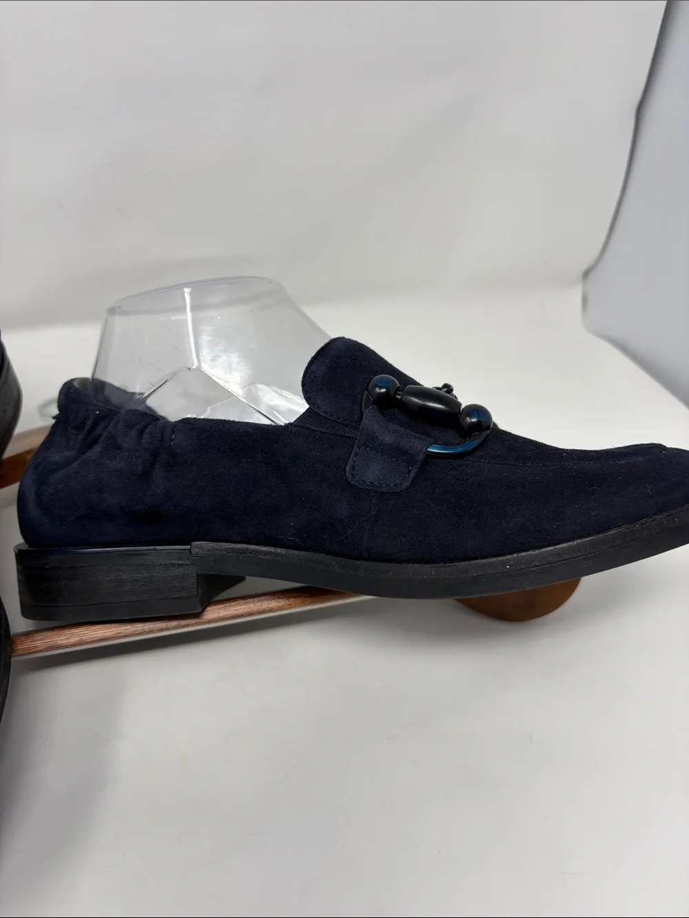 Softwaves Navy Suede Horsebit Loafers Size 8.5 Excellent Condition